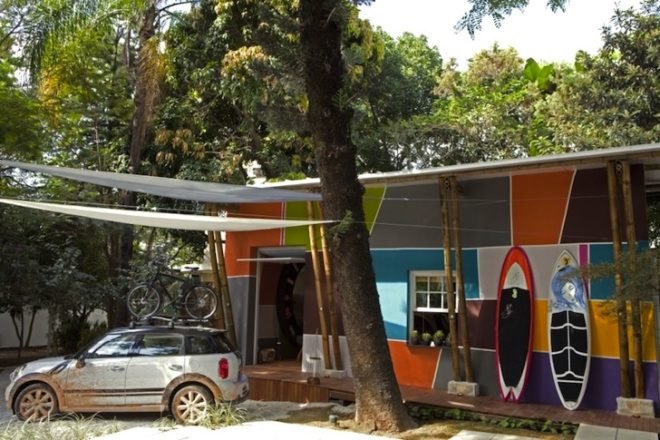 Fabio Galeazzo, brazil, hanging nest beds, nest beds, shack, Urban Cabin, Tarsila do Amaral, green design, green renovation, sustainable design, eco-design, bamboo, thermal tiles, spherical book shelf