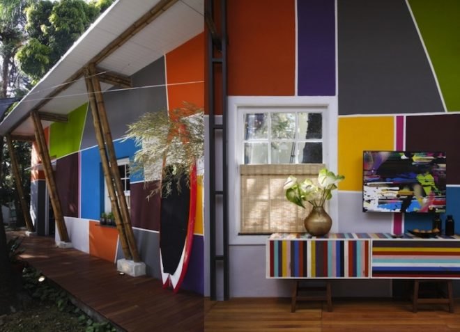 Fabio Galeazzo, brazil, hanging nest beds, nest beds, shack, Urban Cabin, Tarsila do Amaral, green design, green renovation, sustainable design, eco-design, bamboo, thermal tiles, spherical book shelf