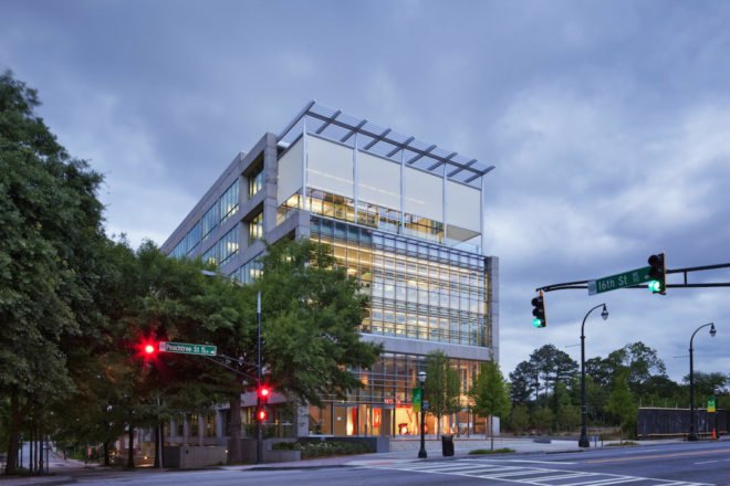 1315 Peachtree, Perkins Will, highest scoring leed platinum project, leed platinum, eco offices, atlanta, green offices
