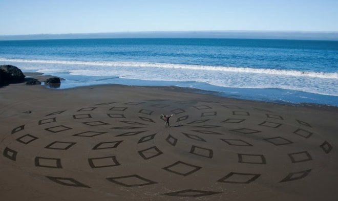 Andres Amador, Sand Painting, Sand Drawing, Sustainable Art, Eco Art, Ocean Inspired Art, San Francisco