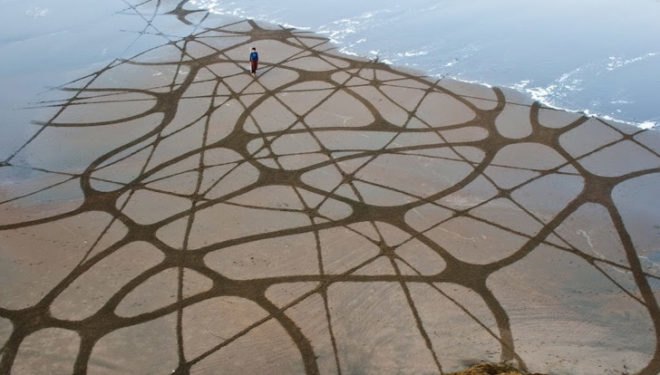 Andres Amador, Sand Painting, Sand Drawing, Sustainable Art, Eco Art, Ocean Inspired Art, San Francisco