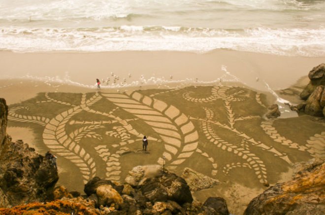 Andres Amador, Sand Painting, Sand Drawing, Sustainable Art, Eco Art, Ocean Inspired Art, San Francisco