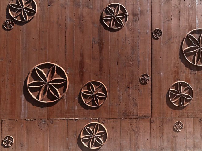 green design, eco design, sustainable design, Scharans, Switzerland, Atelierhouse Bardill, adaptive reuse, Valerio Olgiati, music studio, open air studio, circular cut out
