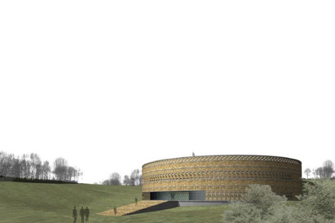 green design, eco design, sustainable design, Alesia Museum, wooden facade, battle of Alesia, Burgundy, France, Julius Caesar, double skinned facade, wooden brise-soleil, green roof, battle museum