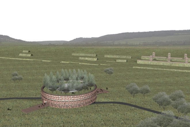 green design, eco design, sustainable design, Alesia Museum, wooden facade, battle of Alesia, Burgundy, France, Julius Caesar, double skinned facade, wooden brise-soleil, green roof, battle museum