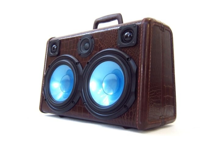 green design, recycled, design, eco-design, BoomCase, Mr. Simo, creative re-use, up cycling, adaptive re-use, boom boxes, vintage suitcases, design, art, music