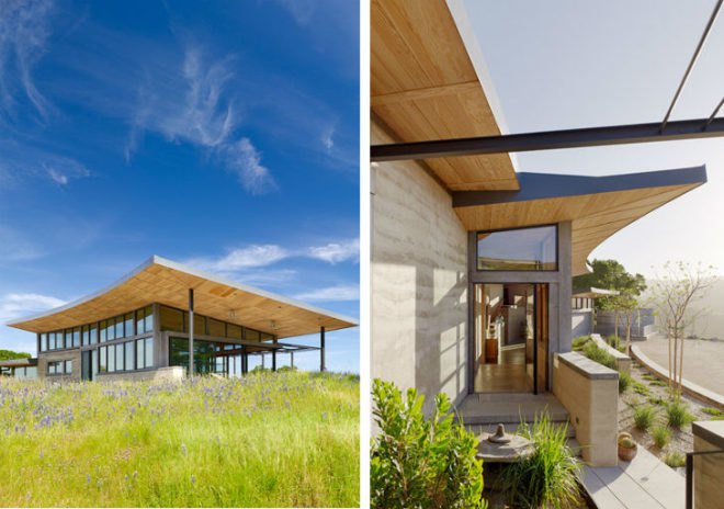 Caterpillar House, Feldman Architecture, rammed earth house, leed platinum house, eco house