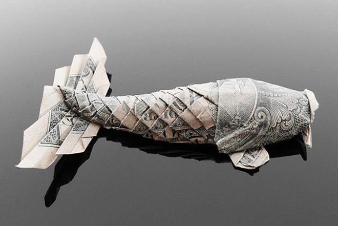 art, recycled materials, Craig Folds Five, origami money, origami, money, origami animals, us dollars