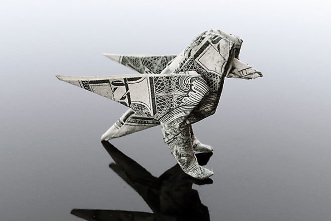 art, recycled materials, Craig Folds Five, origami money, origami, money, origami animals, us dollars