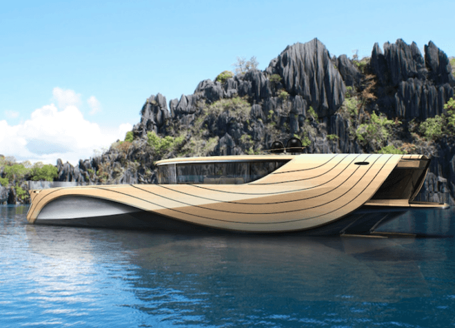 Simone Madella, Lorenzo Berselli, solar power, wind power, renewable energy, yacht, Cronos, bamboo, green design, sustainable design, eco-design, luxury design, Halite, Aeolian Harmp, Windbelt, Chin Ua Solar Glass