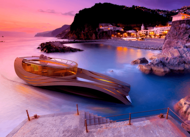 Simone Madella, Lorenzo Berselli, solar power, wind power, renewable energy, yacht, Cronos, bamboo, green design, sustainable design, eco-design, luxury design, Halite, Aeolian Harmp, Windbelt, Chin Ua Solar Glass