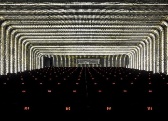 ch+qs, Madrid, Avant Garde, Matadero, Matadero Theater, LED lights, LED tubes, film, theater, Spain, green design, green renovation, eco-design, sustainable design, budget theater, movie theater in spain, green lighting