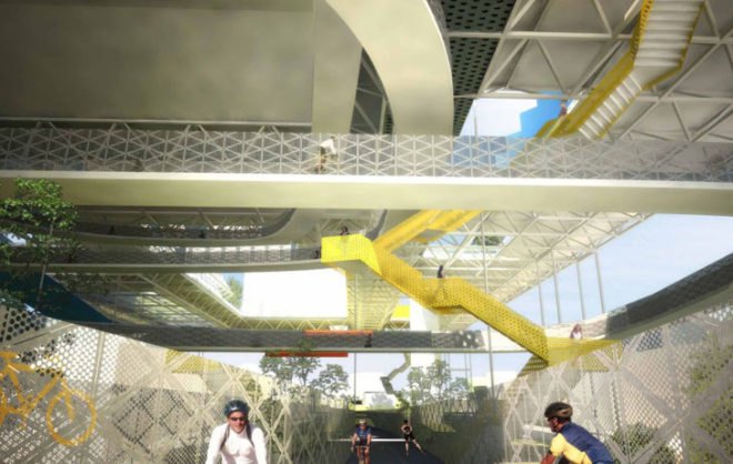 green design, eco design, sustainable design, Erick Kristanto, Seattle Urban Intervention Competition, Urban ISland Prototype 01, elevated pavilion, reorganized park space, public park space
