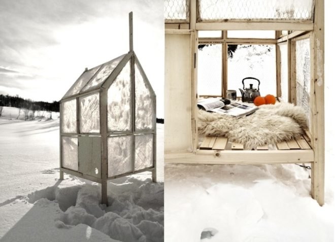 tiny structures, tiny spaces, green design, sustainable design, eco-design, Gartnerfuglen, Norway, fisherman shack made of ice, Unavailable, minimalist design, shack, portable