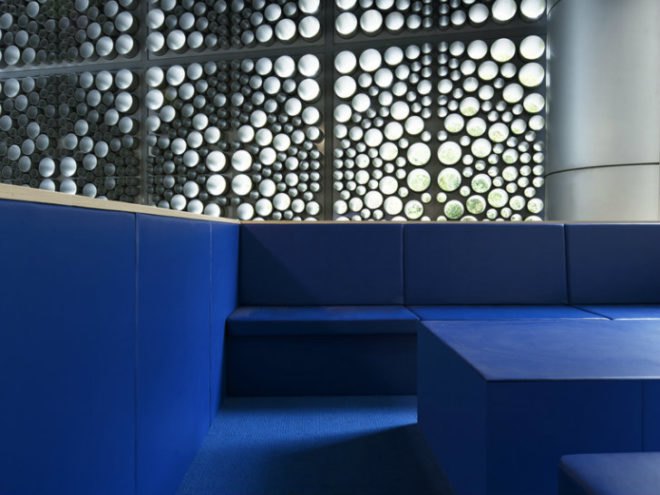 Galen Lobby, formwerkz, ascendas, natural ventilation, green interiors, shipping container cafe, upcycled furniture, recycled materials
