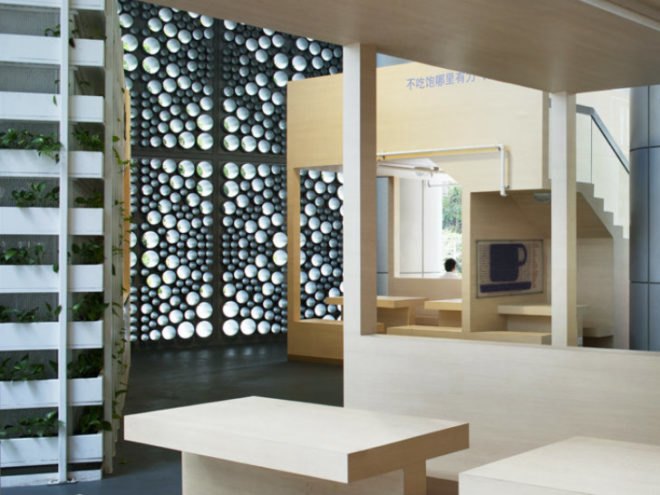 Galen Lobby, formwerkz, ascendas, natural ventilation, green interiors, shipping container cafe, upcycled furniture, recycled materials