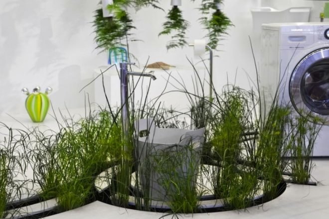 green design, sustainable design, eco-design, Green Waters, Patrick Nadeau, bathroom, LG Hauys, France, Paris, Compost toilet, wetland plants, recycling water, water conservation, grey water, wastewater treatment, the bathroom of the future