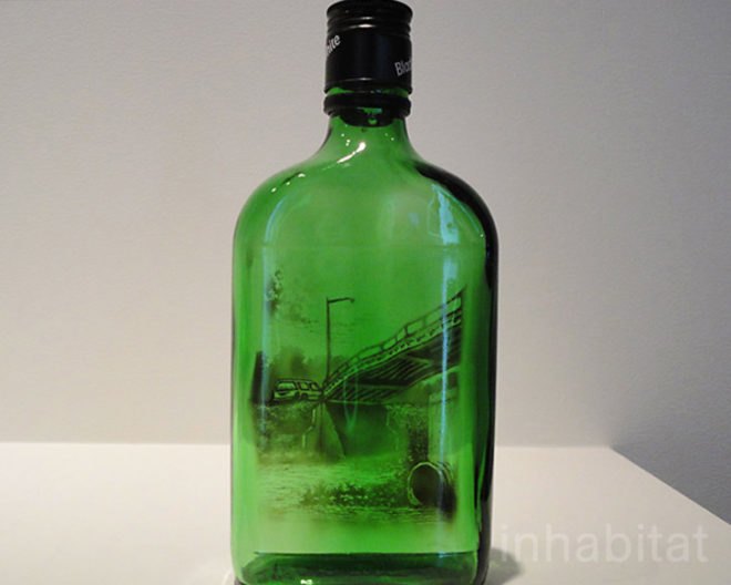 green design, eco design, sustainable design, subtractive art, recycled bottles, recycle art, Jim Dingilian, Museum of Art and Design, glass art