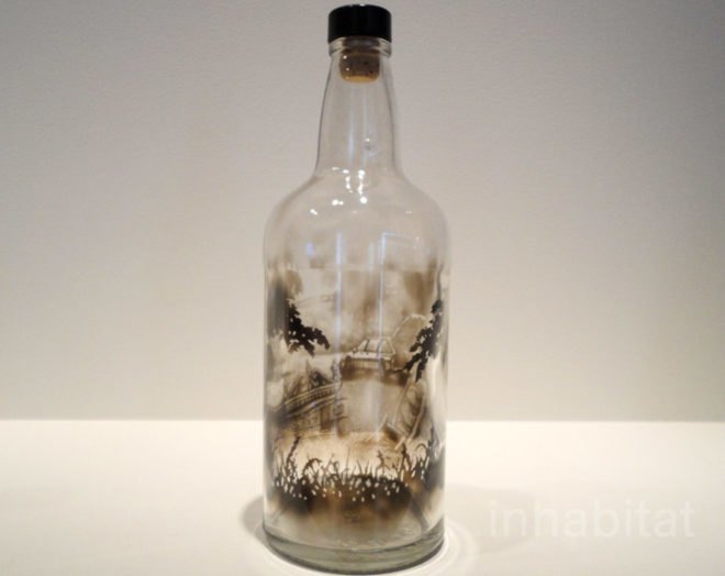 green design, eco design, sustainable design, subtractive art, recycled bottles, recycle art, Jim Dingilian, Museum of Art and Design, glass art