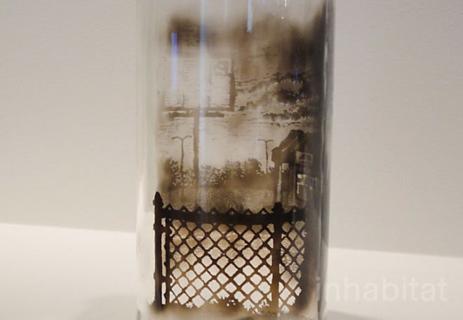green design, eco design, sustainable design, subtractive art, recycled bottles, recycle art, Jim Dingilian, Museum of Art and Design, glass art