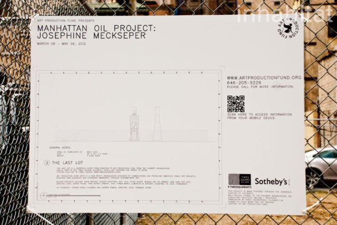 Manhattan Oil Project; Inhabitat; Amanda Coen; public art; eco art; political art; oil drilling; Fracking; New York City; urban art; outdoor installation; installation art; midtown Manhattan; InhabitatNYC; NYC; civic art; political protest; environmental art; industrial art; simple machines; public space