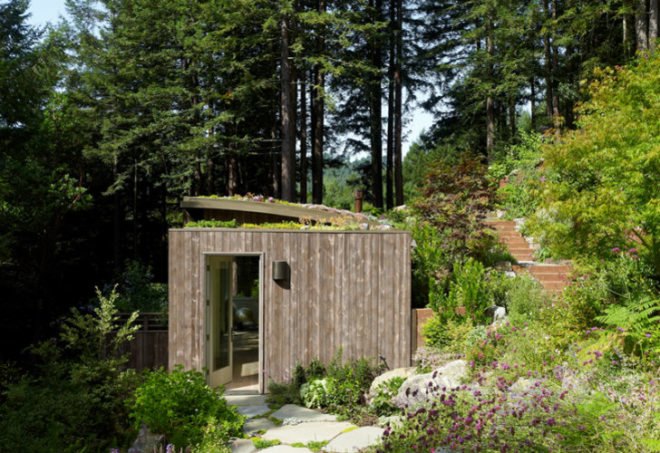 Mill Valley Cabins, Feldman Architecture, green roof, living roof, yoga studio, art studio, accessory dwelling unit