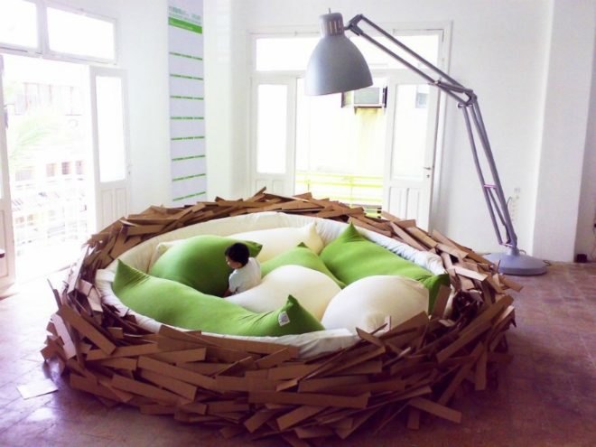 O*GE CreativeGroup, birdsnest bed, bird furniture, fun playful furniture, playtime bed, bird bed, big bed design, furniture design