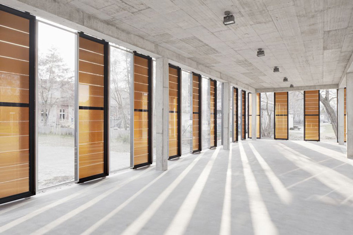 Odersun, thin film solar wall, Solar pavilion, German green pavilion, thin film solar architecture,