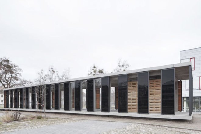 Odersun, thin film solar wall, Solar pavilion, German green pavilion, thin film solar architecture,