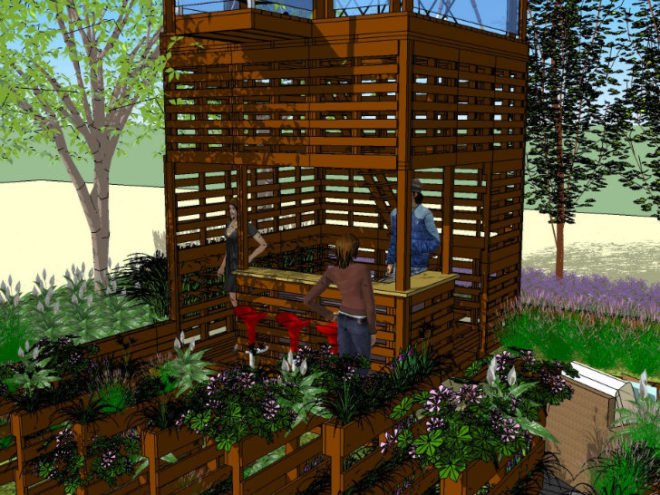 Pallet Garden, BSQ Design, shipping pallets, shipping pallet garden, canada blooms, landscape architecture