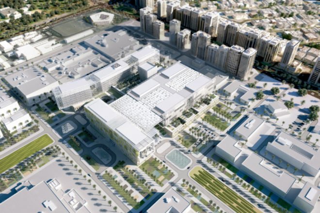 SKMC, SOM, Sheikh Khalifa Medical Center, Abu Dhabi, eco hospital, desert architecture, hospital