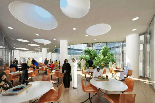 SKMC, SOM, Sheikh Khalifa Medical Center, Abu Dhabi, eco hospital, desert architecture, hospital