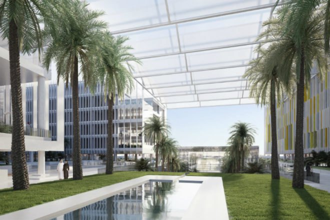 SKMC, SOM, Sheikh Khalifa Medical Center, Abu Dhabi, eco hospital, desert architecture, hospital