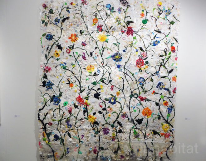 green design, eco design, sustainable design, Armory Arts Week, Scope Art Fair, recycled art, upcycled art, Fernando Mastrangelo, Emmanuel Fremin Gallery, salt sculpture, Augusto Esquivel, button sculptures, Sheila Gallagher, Lower East Side, LEGOs, Cal Lane, carved dumpster, book art, upcycled books, Alexander Robinson, Troy Abbott, Recycled sculptures, Michael Murphy, popsicle sticks