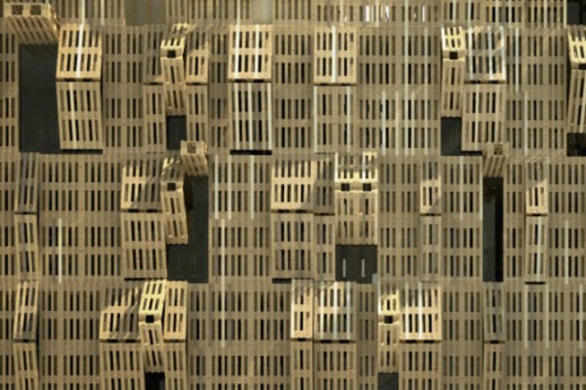 Shipping Pallet Facade, Stephane Malka, shipping pallets, reskinning, paris, student housing, parasitic architecture