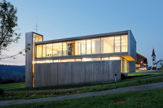 Dietrich Untertrifaller, Salzburg-Thal, fire station, village, Austria, silver-fur, daylighting, passive design, green design, sustainable design, eco design, architecture, vernacular