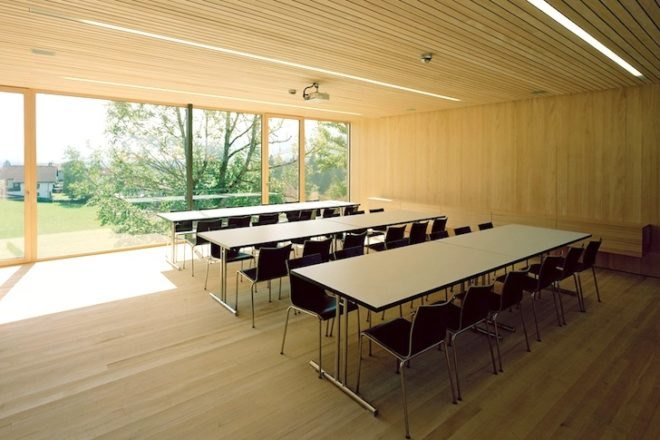 Dietrich Untertrifaller, Salzburg-Thal, fire station, village, Austria, silver-fur, daylighting, passive design, green design, sustainable design, eco design, architecture, vernacular