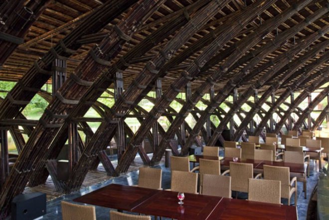 Vo Trong Nghia, Vietnam, Bamboo Wing, bamboo Restaurant, Hanoi, renewable materials, renewable Bamboo, Vinh Phuc, immersed in nature, water restaurant, strong materials, flexible materials, Architecture, Green Materials, Recycling / Compost,