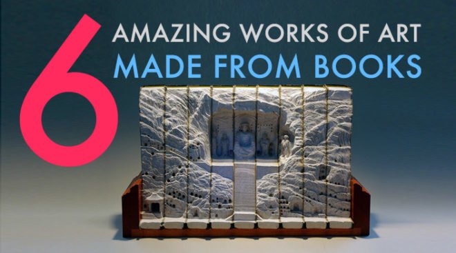 Art Made from Books, books art, book sculptures, recycled book sculptures, eco art, upcycled art