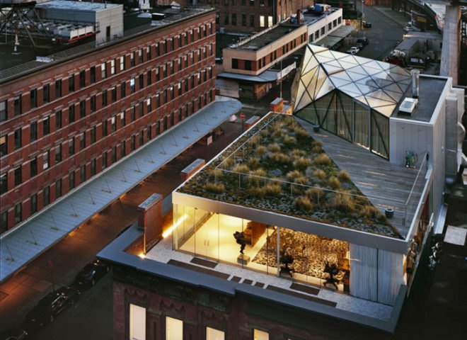 DVF, Work Architecture, Meatpacking, Diane von Furstenberg, flagship store, Stairdelier, Heliostat Mirror, roof garden, adaptive reuse nyc, Swarovski Crystals, DVF Flagship