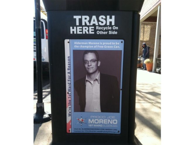 Chicago, politics, recycling, free green cans, joe moreno, alderman, Rahm Emmanuel, Mayor, 1st Ward, eco, green, sustainable