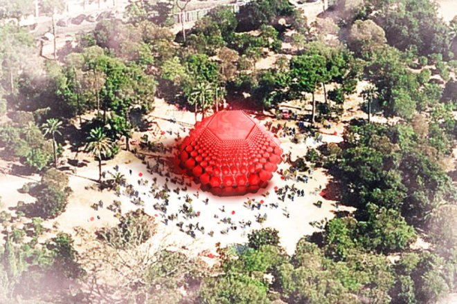 green design, eco design, sustainable design, SITBON ARCHITECTES, City Vision PFF Inflatable Architecture Competition, Grenade, inflatable pavilion, hexagonal pavilion