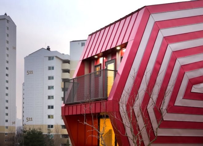 green design, sustainable design, eco design, radiant floor heating, Lollipop House, Moon Hoon, insulation, energy efficiency, South Korea, daylighting, skylights, timber framing, recycled materials,