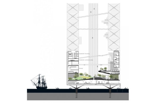 link venice, led architecture, industrial revitalization, urban renewal, solar tower, solar power, marghera italy, marghera venice, led screens, mixed use building, eco-architecture, renewable energy