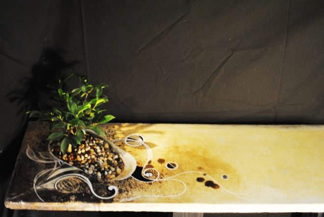 mdc interiors, bonsai tree table, living table, bonsai tree, sustainable design, green design, sustainable furniture, green furniture, recycled materials, recycled furniture, living furniture