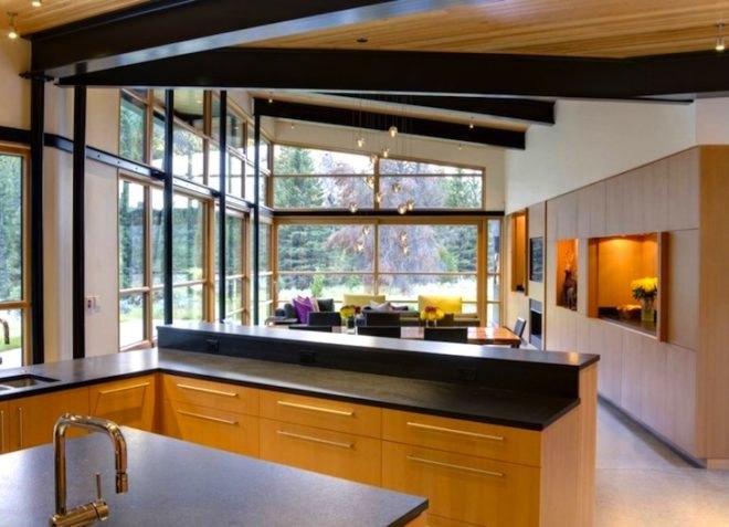 Balance Associates Architects, Big Sky, Montana, River Bank House, green design, sustainable design, eco-design, geothermal pumps, passive design, sustainability, solar orientation, insulation