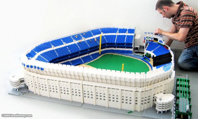 Sean Kenney LEGO Yankee Stadium, sean kenney, legos, lego art, yankee stadium, yankee stadium legos, nyc lego buildings