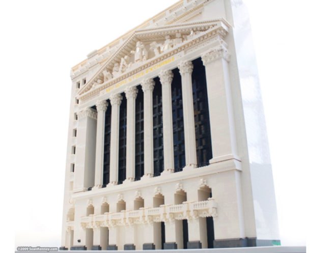 Sean Kenney NYSE in LEGOs, sean kenney, legos, lego art, sean kenney lego buildings, nyse, new york stock exchange