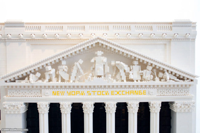 Sean Kenney NYSE in LEGOs, sean kenney, legos, lego art, sean kenney lego buildings, nyse, new york stock exchange