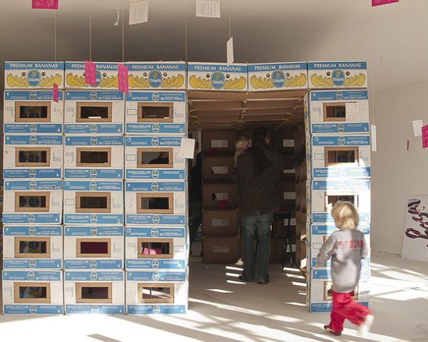 A1 Architects, BANA1N, temporary shelter, recycled cardboard boxes, Designblok06, Czech Republic, Prefab Housing, Recycled Materials